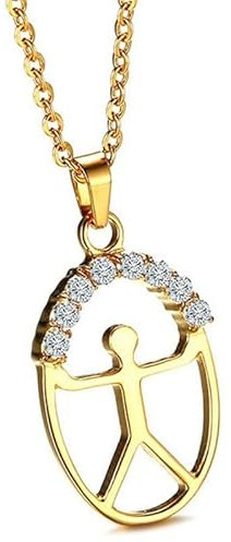 BOBIJOO Jewelry - Pendentif Indalo Porte-Bonheur Gitan Acier Inoxydable Or Diamants