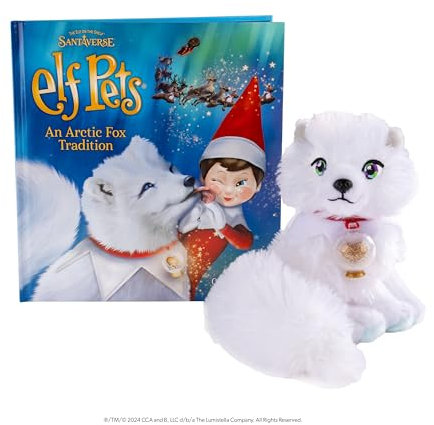 The Elf on The Shelf® Elf Pets® Polarfuchs Tradition | Kuscheliger Polarfuchs mit Illustriertem Buch & Mini-Schneekugel | Inkl. Echtheitszertifikat | Englisch