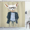 ABAKUHAUS Hipster Duschvorhang, Kühle Fennec mit Ohrringe, Stoffliches Gewebe Badezimmerdekorationsset mit Haken, 175 x 240 cm, Pale Khaki Mehrfarbig