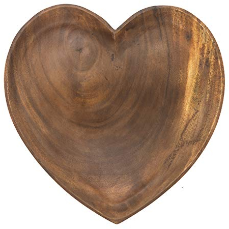 Acacia Holzschale in Herzform Akazienholz Schale Herz als Aufbewahrung oder Servieren (20 cm)