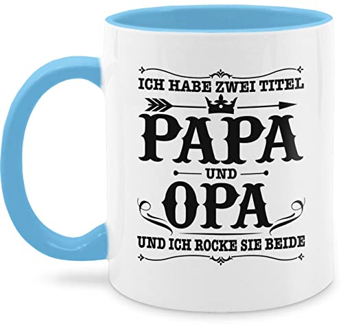 Tasse Tassen 325ml - Geschenk zum Vatertag - Ich habe zwei Titel Papa und Opa - 325 ml - Hellblau - vatertagsgeschenk 2 vatertagstasse männertag opas kaffeetasse für als vatertagtasse daddy