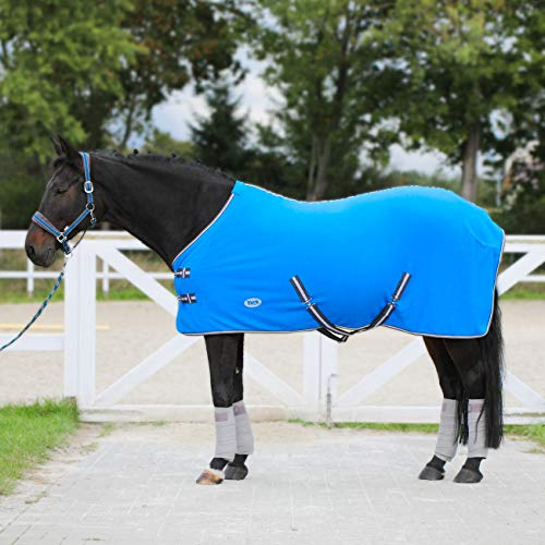 York Polarfleecedecke Abschwitzdecke Fleecedecke Pferdedecke Britta m. Kreuzgurt (155 cm, blau)