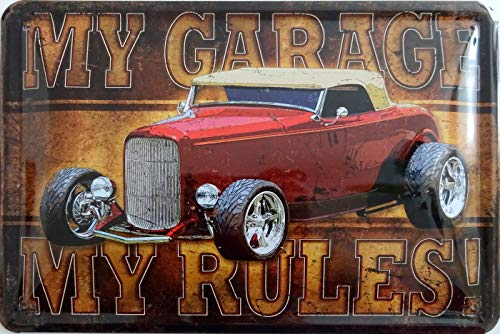 vielesguenstig-2013 Blechschild Schild 20x30cm - My Garage My Rules Auto Werkstatt Geschenk Vintage