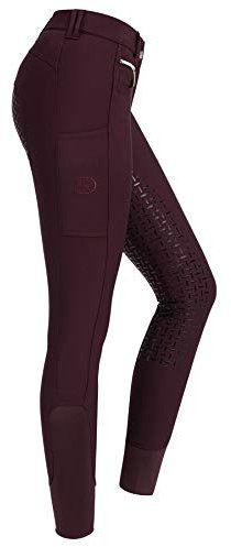 RIDERS CHOICE Damen Reithose mit Silikonvollbesatz und Handytasche - RidersDeal Collection für Reiter, Plum, 36