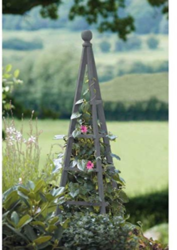 Garden Mile Large Wooden Garden Obelisk Plant Support Trellis for Climbing Plants Garden Outdoor Obelisk Pyramid Plant Support Trellis Climbing Frame For Roses 1.9 Slate Grey Trellis