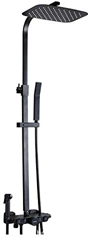 Gnailur Matte Black Rainfall Dusche Wasserhahn Set Badewanne Duschmischer Wasserhahn mit Bidet Hand Spray Hot Cold Water Tap