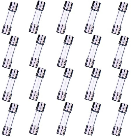 HUAREW F1AL250V 20 piezas fusible de vidrio de acción rápida 5x20 mm 1 A 250 V 0,2 x 0,78 pulgadas fusible de retardo de tiempo (paquete de 20 piezas)