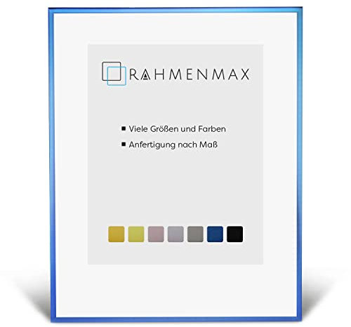 RahmenMax® Alaska Bilderrahmen 75x98 cm zum Aufhängen/Bilderrahmen Maßanfertigung möglich/Posterrahmen aus Aluminium/Bilder Rahmen in Stahl Blau mit Acrylglas/Puzzle Rahmen