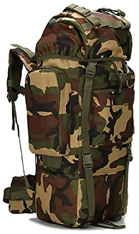Wanderrucksack 65L Rucksack Camouflage,Campingrucksäcke,Überlebensset Outdoor,Rucksack Wasserdichtes Klettern Wandern Camouflage Rucksack Große Kapazität Camping Bergsteigen Rucksack,Jungle camouflage