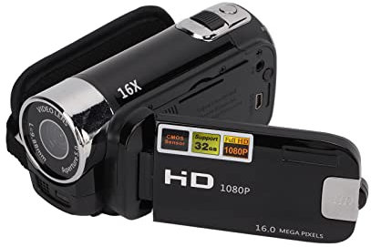 VBESTLIFE Videocámara con Cámara de Video, Grabadora de Cámara Full HD 1080P 16MP, Rotación de 270 °, Flash Incorporado, Pantalla a Color de 2.7 Pulgadas Videocámaras Digitales con Zoom 16X(Negro)