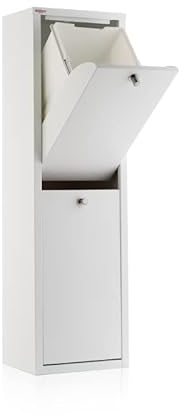 DON HIERRO - Cubo de basura y reciclaje blanco LUA, 2 cubos grandes-