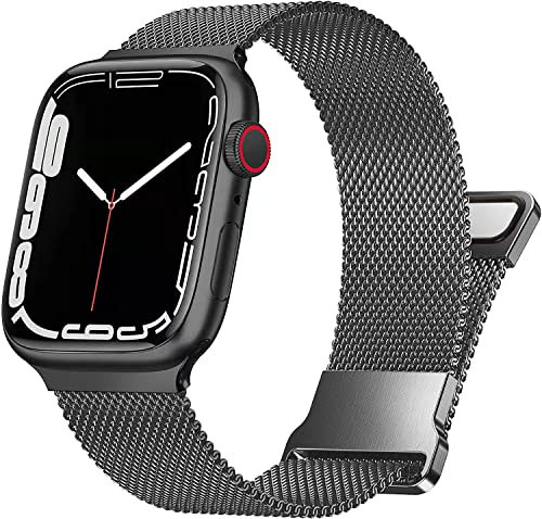 Fengyiyuda Compatibile con Apple Watch Cinturino 38mm 40mm 41mm, Cinturini in Acciaio Inossidabile Maglia Metallo Milanese per iWatch Series 9/8/7/SE/6/5/4/3/2/1,Grigio