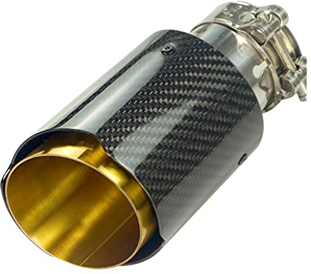 Auto Universal Gerade Kante Glänzend Kohlefaser Gold Rohr Auspuff Endrohr Endrohr Spitze Für Akrapovic Auto Auspuff Endrohr (Size : 63MM IN 114MM Out)