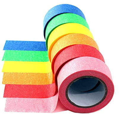 HUAZIZ 6 Rollen Farbiges Klebeband, Jede Rolle ist 20 Meter lang VRegenbogenband Tape Set Masking Tape Abdeckband-Set für Bastelarbeiten, DIY, Farbkodiert, 18 mm Breit