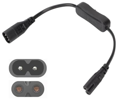 IEC 320 C8 auf C7 Kabel, 0,3 M/0,98 Fuß IEC 320 C8 auf IEC 320 C7 Kabel Stecker auf Buchse, Verlängerungskabel mit Schalter, 250 V 2,5 A Ersatz Netzkabel für Schreibtischlampen, Lautsprecher, LCD Moni