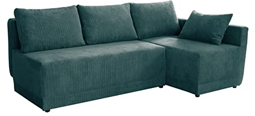 Mirjan24 Eckcouch Zeles Cord, Ecksofa mit Bettkasten und Schlaffunktion, Polsterecke Bettsofa, L-Form Sofa, Couch, Schlafcouch, Polsterecke (Poso 125, Seite: Rechts)