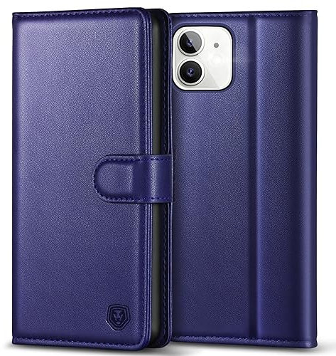 Kuafcase Compatible for iPhone 12/12 Pro Case, 4 Card Slots Magnetic Closure Kickstand Shockproof Protective Phone Case Compatible for iPhone 12/12 Pro - Blue