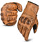 aaasportx Motorradhandschuhe Herren, Braun Leder Handschuhe Herren Motorrad Damen mit Knöchelprotektor, Vollfinger Motorrad Handschuhe Herr mit Touchscreen für Motocross, Roller, Quad, Moped