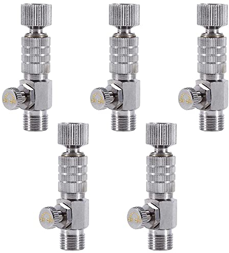 5 Stück Airbrush Schnelltrennkupplung, Luftschlauchadapter 1/8 Zoll Fitting Kupplung Kit mit Einstellventil für Luftkompressor Airbrush Schlauch