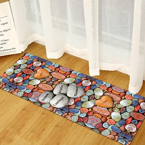 AZZRRO Bunte Stein Kopfsteinpflaster Fußmatte 150x80cm Moderne Polyester-Bodenmatte für Badezimmer, Küche, Flur, Teppich, Dekor, Badematte
