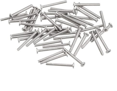 sourcing map Tornillos de Cabeza Redonda Plana M1,2-0,25x10mm 100uds, Tornillos de Máquina de Accionamiento Phillips de Acero Inoxidable 304, Sujetador de Hardware para Conexión de Muebles