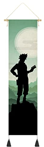 DigiTizerArt Hanging Poster Canvas Wall Art Painting of Anime Characters Cartoon Role Silhouette Effect Wall Tapestry With 2 Tassels And Wooden Hanging Rod Wall Decor Decoration For Room (Style-B)