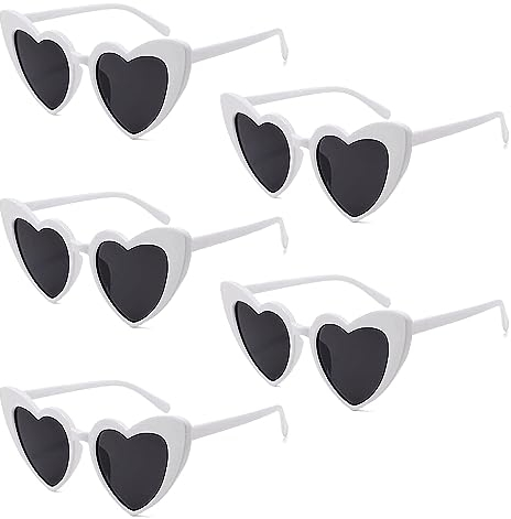 MIVAIUN Retro Herz Sonnenbrille, Vintage Katzenauge Sonnenbrille, Partybrille Hippie Brille, Aesthetic Heart Glasses, UV400, für Bar, Karneval, Party, Hochzeit