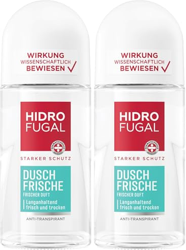 Hidrofugal Dusch-Frische Roll-on (50 ml), starker Anti-Transpirant Schutz mit angenehm frischem Duft, Deo für starken Schutz ohne Ethylalkohol (Packung mit 2)