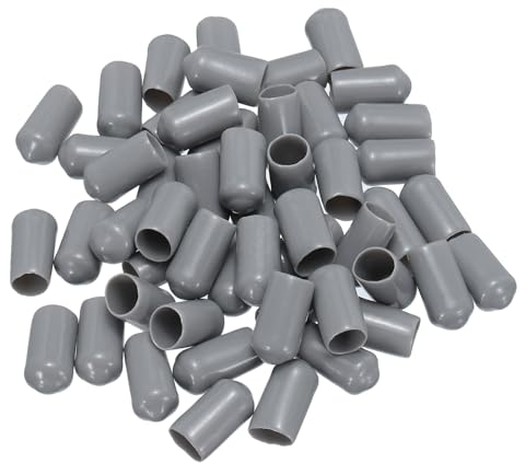 QUARKZMAN 50Stk Gummi-Endkappen 8mm(5/16) ID Vinyl PVC Rundrohr Bolzenkappe Abdeckung Schutzvorrichtungen für Schraubengewinde Grau