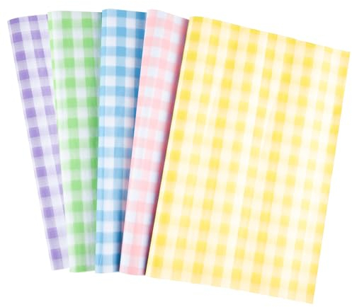 NEBURORA 60 Blatt Buffalo Plaid Seidenpapier,Ostern Seidenpapier, Buntes Dekorpapier für Bastelprojekte, Frühlings- und Osterparty-Deko