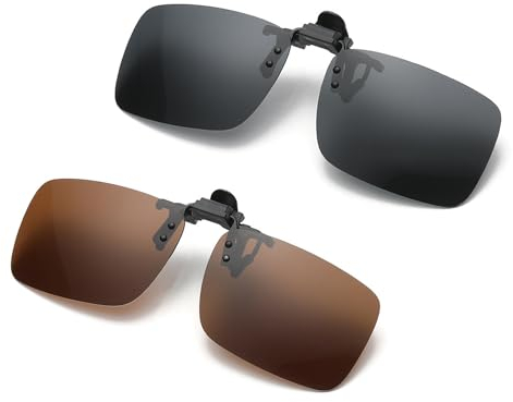 ZEACCT 2 Stück Myopie Sonnenbrille Polarisierte Clip, Polarisierte Clip-Sonnenbrille, Polarisierte Gläser Sonnenbrille Clip, Hochklappbare Polarisierte Sonnenbrillen, zum Fahren, Angeln im Freien