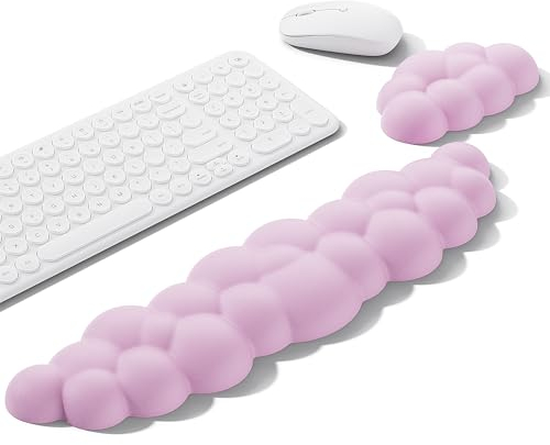 Mytrix Memory Schaum Handballenauflage Set für Tastatur und Maus, Ergonomische Wolkenform, Rosa,Ideal für Computer, Laptop und Büroarbeit