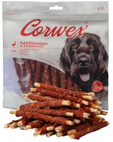 Corwex Kaustange (500g, Ente) mit Fleisch ummantelt, Getreidefreie, Premium Kausnack für Sensible Hunde