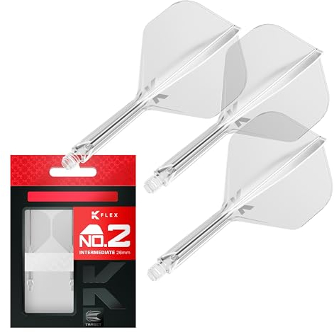 Target Darts K Flex Integrierter Dart-Flug und -Schaft, Nr. 2 Klar (Mittelstufe) | 3er-Pack K-Flex - No 2, Präzisionsgeformte 2-in-1 Dart-Flüge und Dart-Schaft | Professionelles Dart-Zubehör