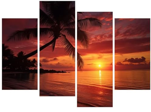 Diamond Painting, 4 Pack Baum Diamond Painting Erwachsene, DIY 5D Full Diamant Painting Bilder Sonnenuntergang, Diamond-Painting Kunst Malerei Stickerei Set Diamant Bilder Home Wanddeko 240x160cm A-3
