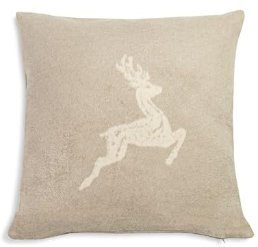 ZOLLNER Kissenbezug in 50x50 cm - Flauschige und weiche Kissenhülle in Taupe - Trendige Hirscheinwebung - Mischgewebe - waschbar bis 40°C – Oeko Tex® Zertifiziert