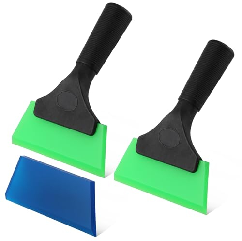 LEONTOOL 2 Pack Rubber Window Tint Squeegee with Replacement Blade 5 inch Small Squeegee for Car, Glass, Mirror, Shower, Auto, Windows, Mini Wiper Window Tinting Tools Window Cleaner, Non-Slip Handle
