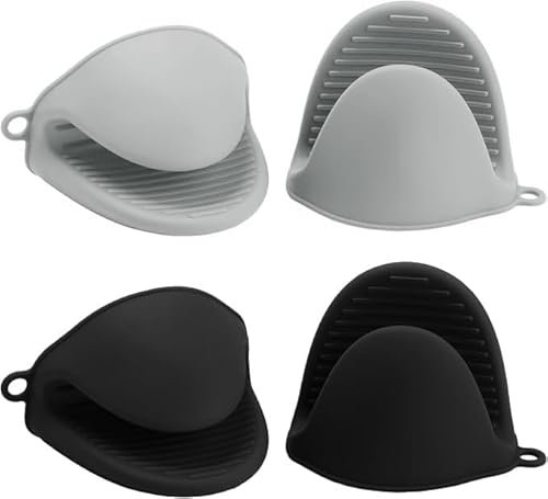 2 Double Air Fryer Silicone Oven Mitts, Heat Resistant Oven Mitts, Pan Covers Thickened Mini Oven Mitts for Kitchen Cooking, Baking and Grilling