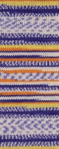 Gründl Hot Socks Mandello, Sockenwolle 8-fach, Sockengarn 8-fädig, dicke Stumpfwolle musterbildend, Farbverlauf, 150g / 300m (08 natur orange lila)