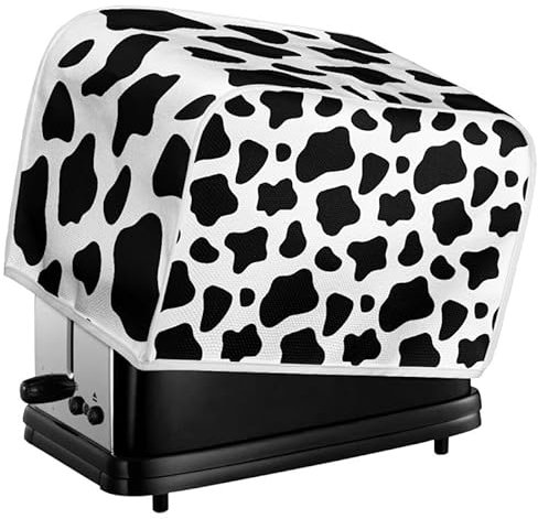 Kuiaobaty Cartoon Cow Spot Toaster Cover for Two Slice Toaster, White Black Dot Kitchen Bread Machine Cover Household Appliances Dust Cover Protector