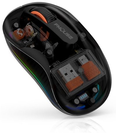 FMOUSE Wireless Mouse, Bluetooth Mouse with USB and Type-C Receivers for MacBook/iPad/Laptop, Portable Quiet Rechargeable for Business Travel and Travel