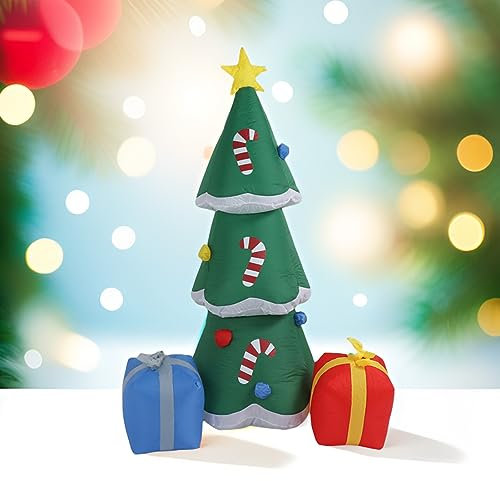 Locadence Decorazioni per Esterni per Albero di Natale Gonfiabile da 1,8 M, Decorazioni per Albero di Natale Gigante Gonfiabile con Luci a LED, Decorazioni per Feste di Natale