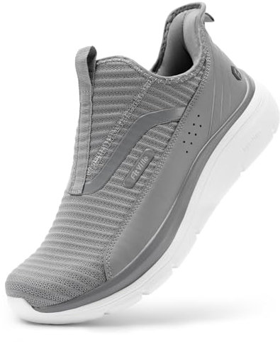 FitVille Schuhe Slip On Herren Weit Slip ins Hands Free Slipper Sportschuhe Weite H Leicht Atmungsaktiv Hellgrau 42 EU Weit