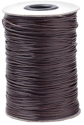 CABODYALS 160M 1mm Marrone Scuro Cordino Cerato Coreano Poliestere Rotondo Cera Filo Morbido Perline Macrame Cordini Rotoli Alla Rinfusa con Bobina per Cucire Realizzazione Gioielli Collane Intrecciat
