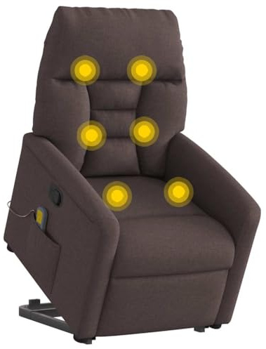 vidaXL Massagesessel mit Aufstehhilfe Dunkelbraun Stoff, Relaxsessel, Sessel mit Aufstehhilfe, Massagestuhl, Sessel, Sessel mit Massagefunktion