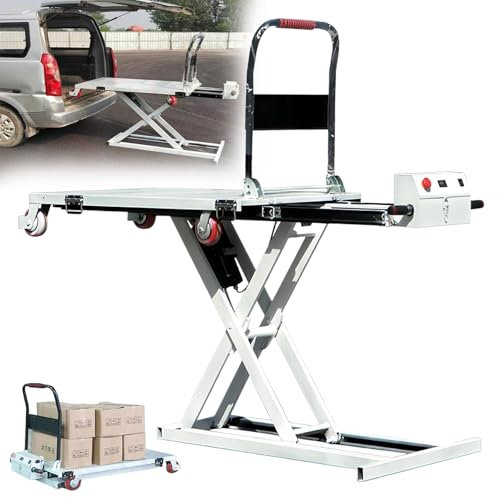 Eastnmythet Tavolo Elevatore Elettrico a Forbice da 300kg, Carrello Elevatore Idraulico, Altezza di Sollevamento di 100cm, Carrello a Mano con Piattaforma da Magazzino per La Movimentazione