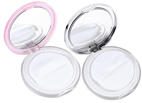 CRILSTYLEO 2sets Contenitori Per Con Organizer Per Polvere e Puff Portatile e Per Makeup e Colori Rosa e