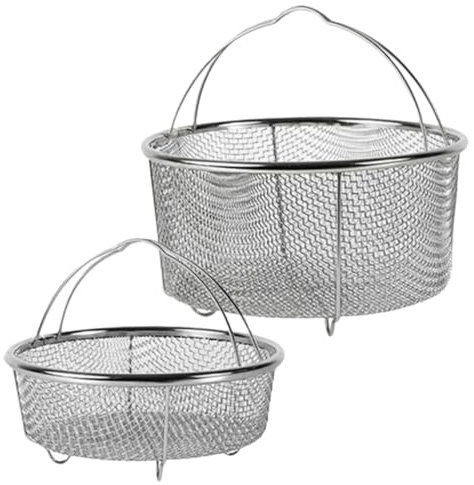 LALADEFIEE 2 Stück Edelstahl Dampf Und Abtropfkorb Metall Haushaltssiebkorb Mit Graviertem Griff Für Gemüse Und Obst Vielseitiger Küchenbehälter Für Kochen Und Camping