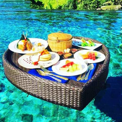 ABNNHK Schwimmendes Tablett für den Pool, stilvolles Frühstückstablett auf dem Wasser, schwimmende Bar für den Pool, schwimmender Teller in Herzform