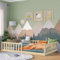 Bellabino Vere Bodenbett 140x200 cm – Montessori Kinderbett mit Matratze, Rausfallschutz & Lattenrost – Jungen & Mädchen Kinder Bett aus Holz Kiefer – Kleinkindbett in Natur